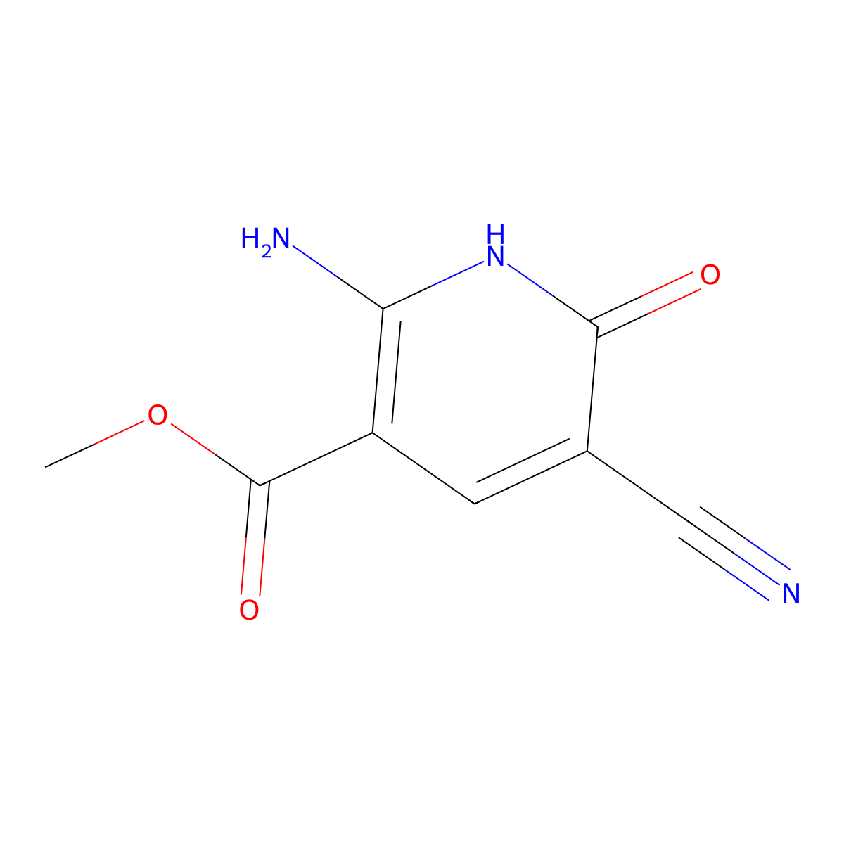 Methyl 2-amino-5-cyano-6-oxo-1,6-dihydropyridine-3-carboxylate molecular structure, CAS 1850946-98-3