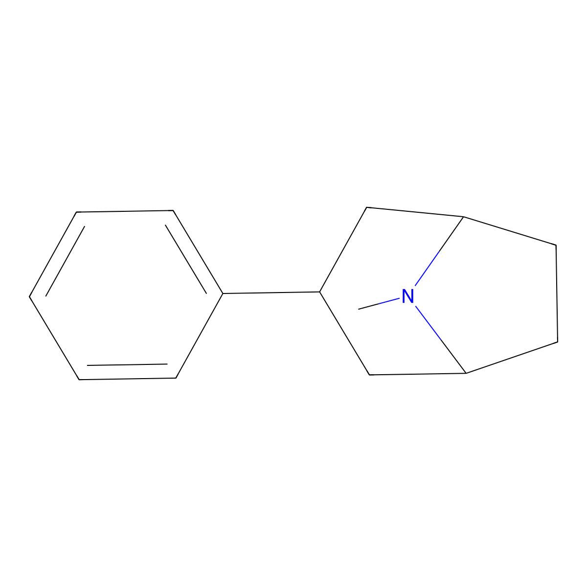 8-Azabicyclo(3.2.1)octane, 8-methyl-3-phenyl- molecular structure, CAS 185099-63-2