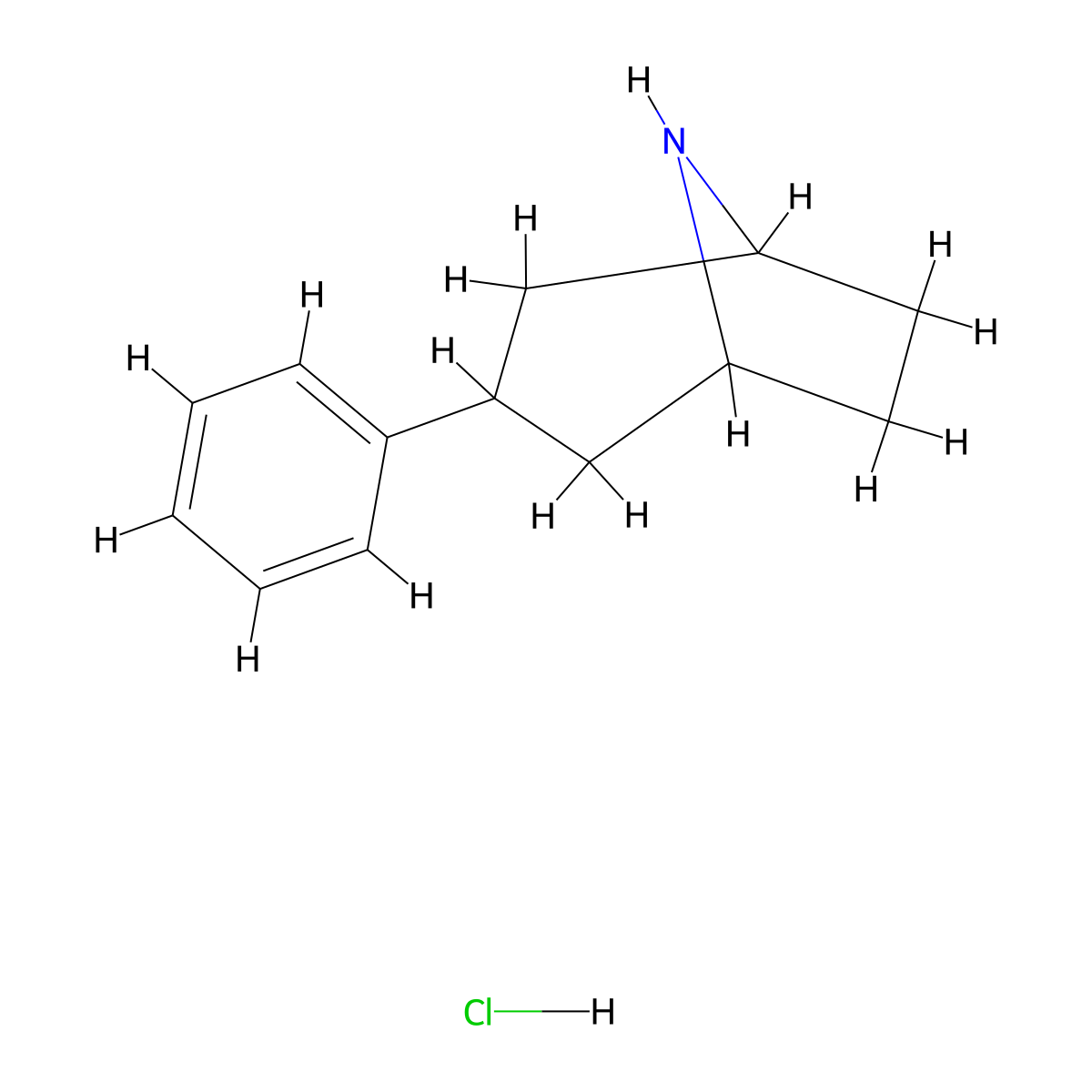 3-Phenyl-8-azabicyclo[3.2.1]octane hydrochloride molecular structure, CAS 185099-64-3