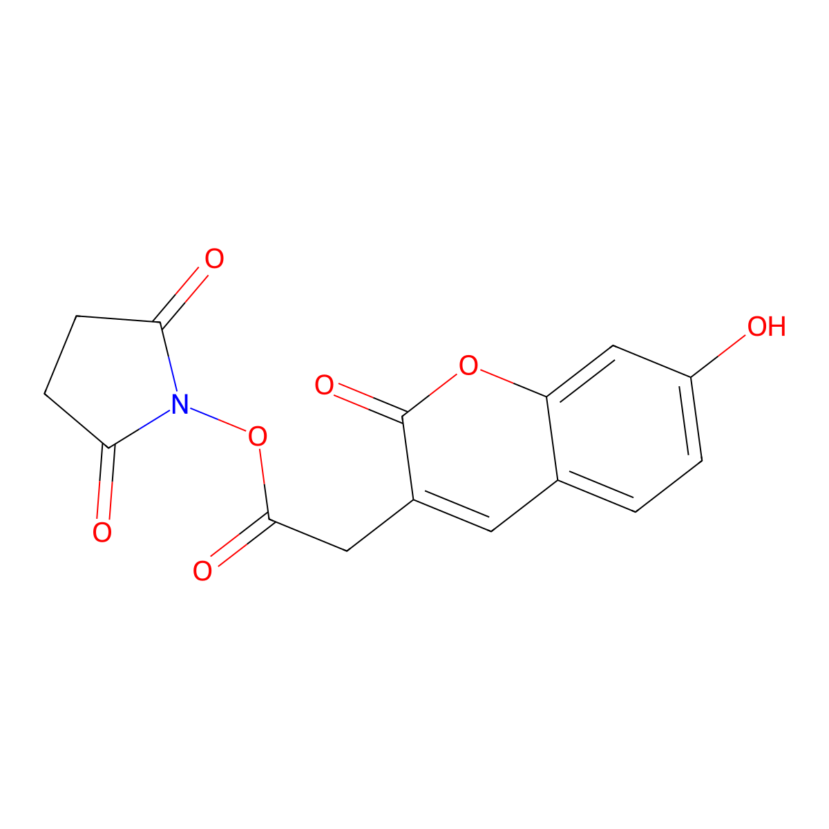 1-{[(7-Hydroxy-2-oxo-2H-1-benzopyran-3-yl)acetyl]oxy}pyrrolidine-2,5-dione molecular structure, CAS 185102-64-1