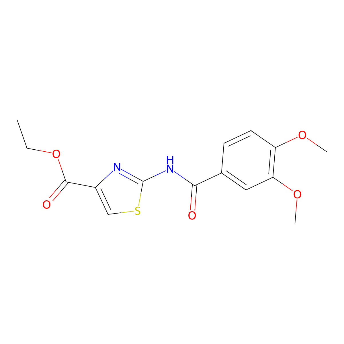 Ethyl 2-[(3,4-dimethoxybenzoyl)amino]-1,3-thiazole-4-carboxylate molecular structure, CAS 185105-95-7