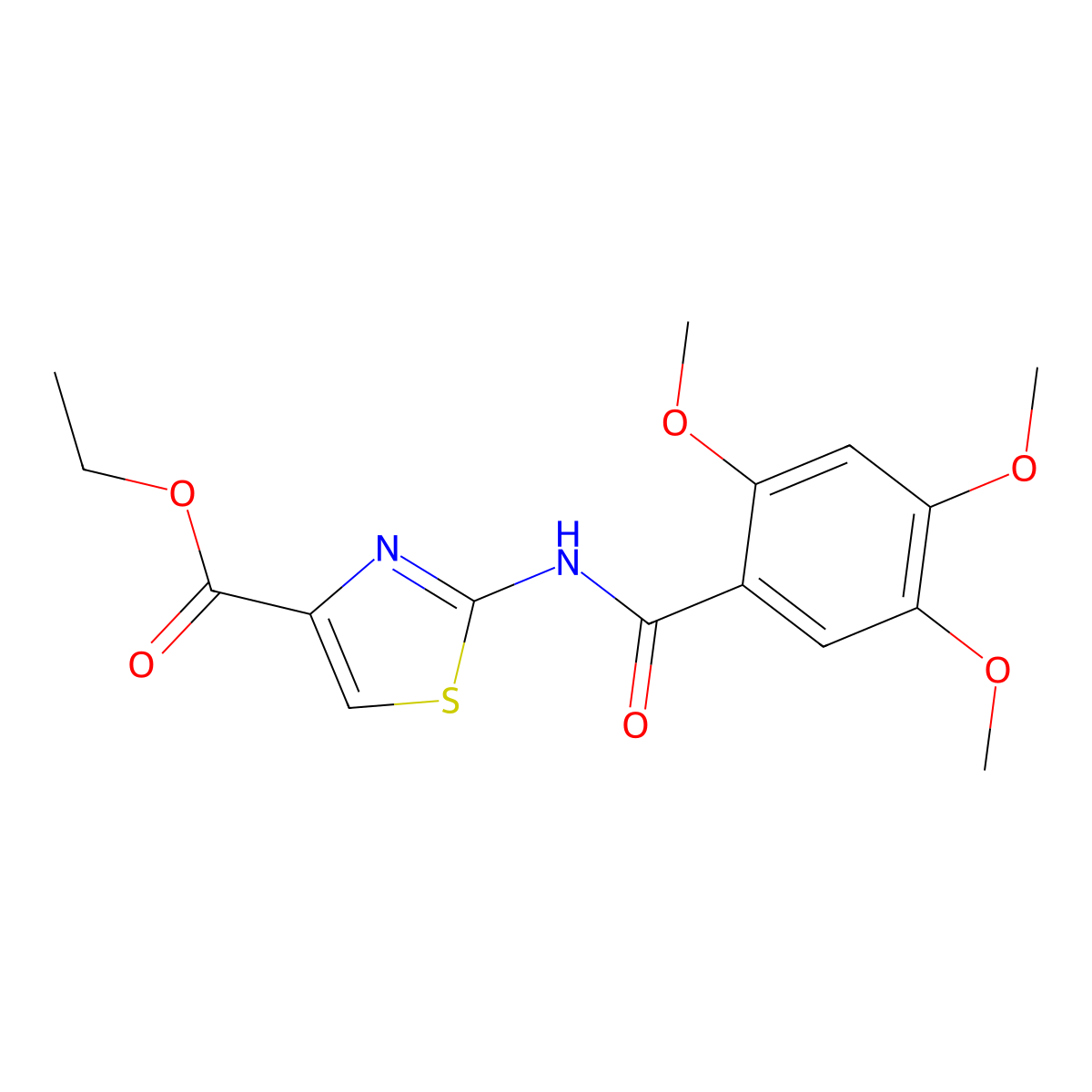 Ethyl 2-(2,4,5-trimethoxybenzamido)thiazole-4-carboxylate molecular structure, CAS 185105-98-0