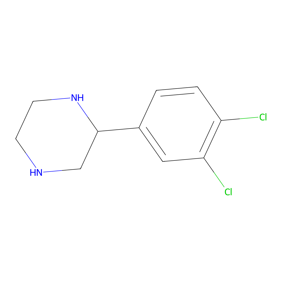 2-(3,4-Dichlorophenyl)piperazine molecular structure, CAS 185110-06-9