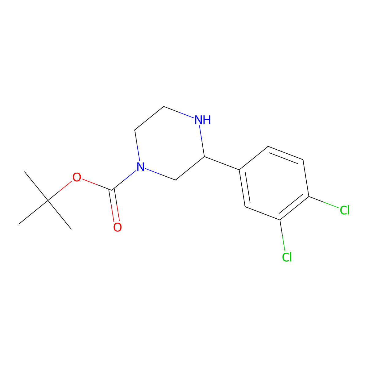 1-Boc-3-(3,4-dichlorophenyl)piperazine molecular structure, CAS 185110-16-1