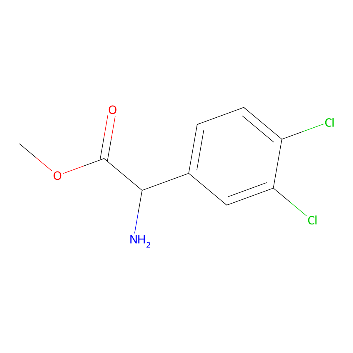 Methyl 2-amino-2-(3,4-dichlorophenyl)acetate molecular structure, CAS 185110-25-2