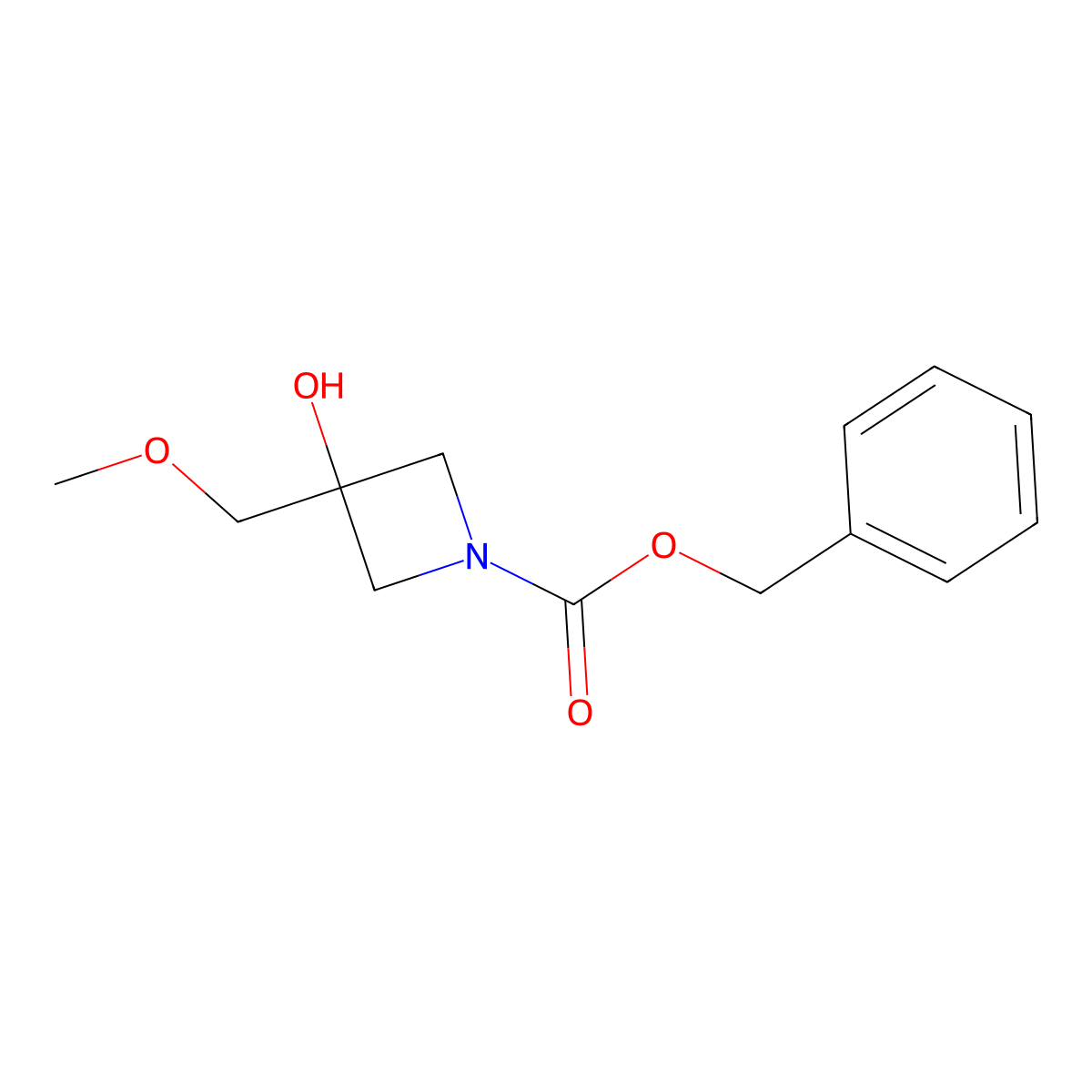 Benzyl 3-hydroxy-3-(methoxymethyl)azetidine-1-carboxylate molecular structure, CAS 1851100-16-7