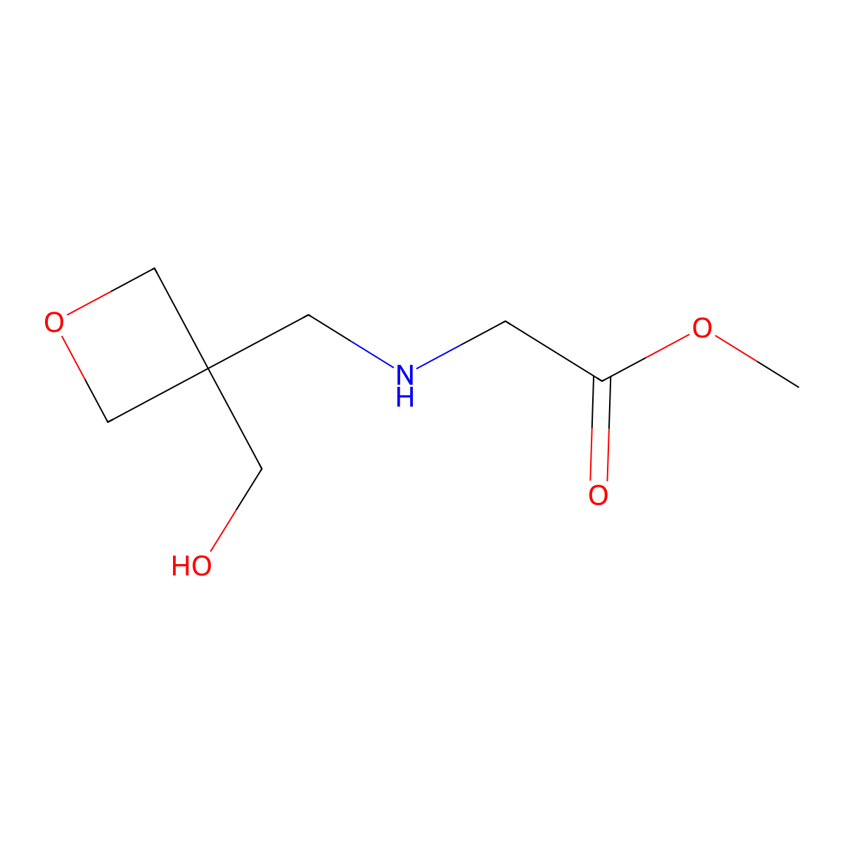Methyl 2-({[3-(hydroxymethyl)oxetan-3-yl]methyl}amino)acetate molecular structure, CAS 1851100-96-3