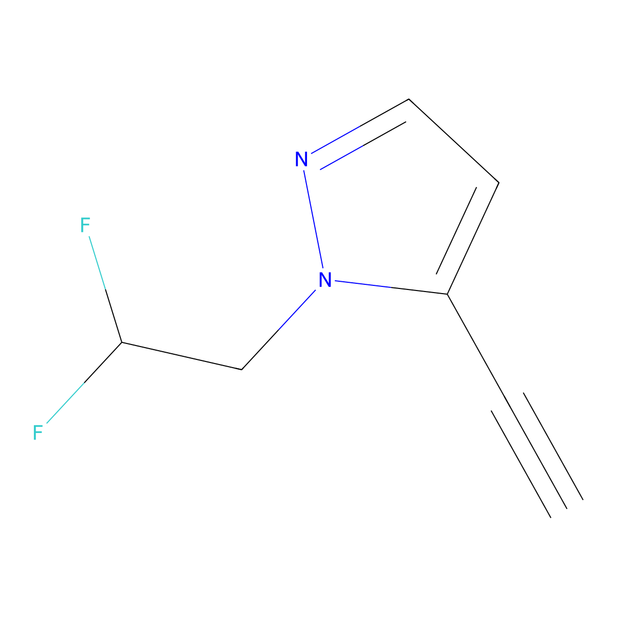 1-(2,2-difluoroethyl)-5-ethynyl-1H-pyrazole molecular structure, CAS 1851115-61-1