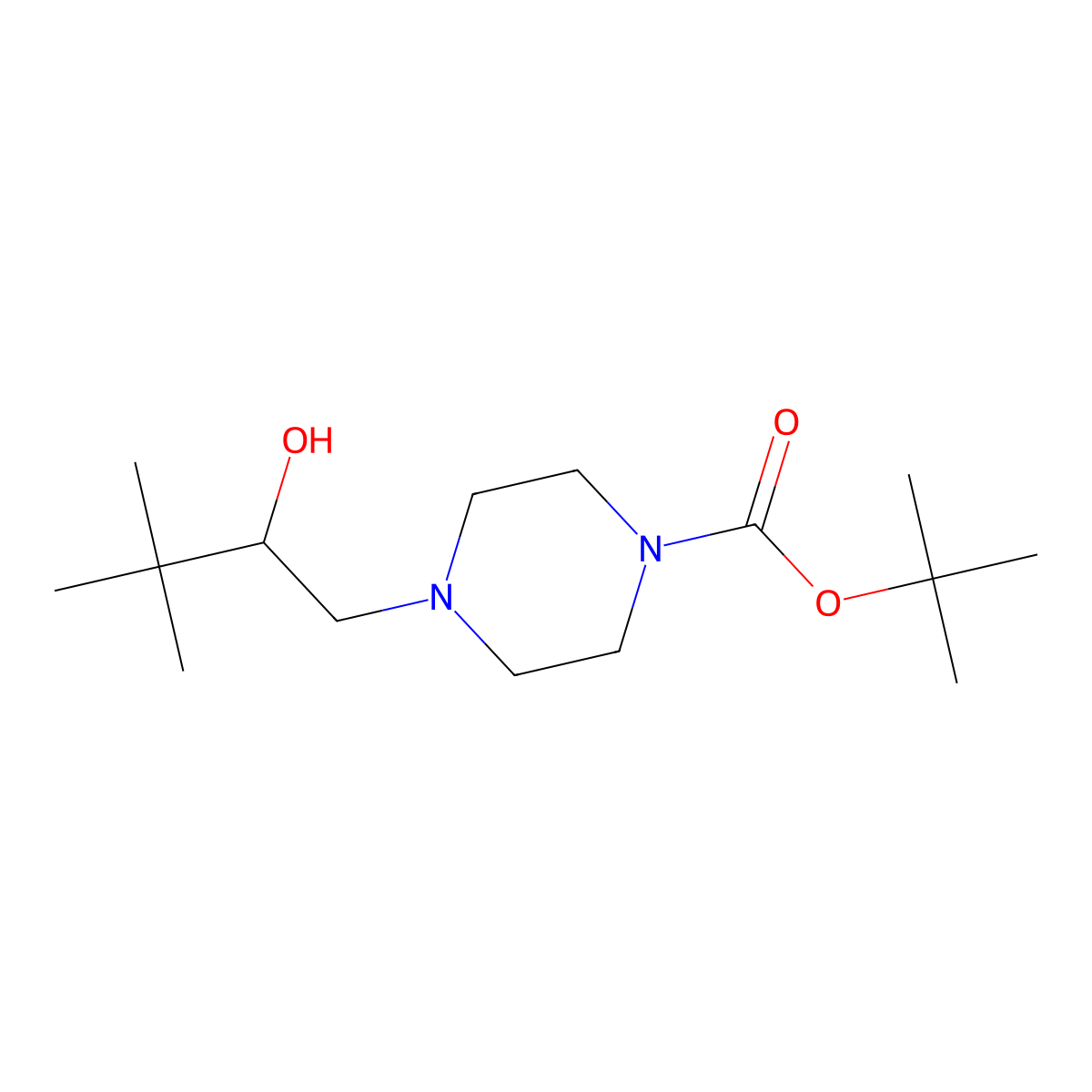 Tert-butyl 4-(2-hydroxy-3,3-dimethylbutyl)piperazine-1-carboxylate molecular structure, CAS 1851117-90-2