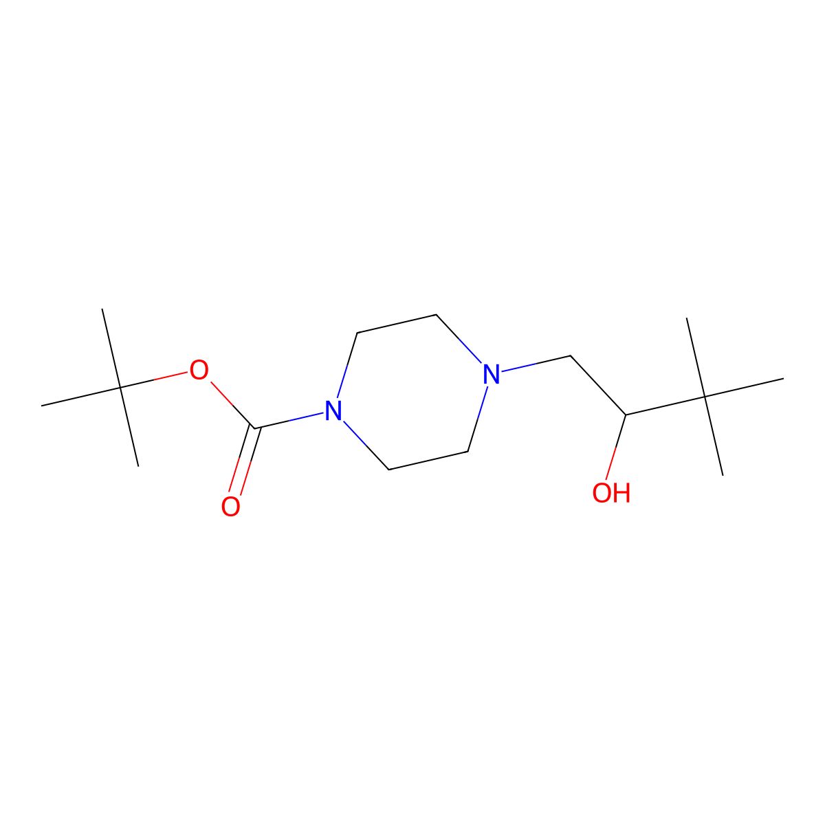 Tert-butyl 4-(2-hydroxy-3,3-dimethylbutyl)piperazine-1-carboxylate molecular structure, CAS 1851117-90-2