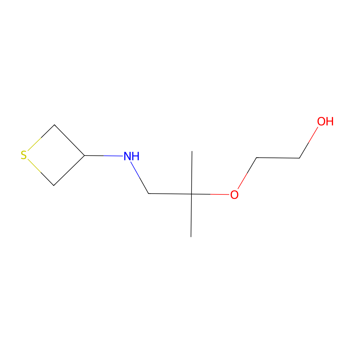2-((2-Methyl-1-(thietan-3-ylamino)propan-2-yl)oxy)ethan-1-ol molecular structure, CAS 1851144-54-1