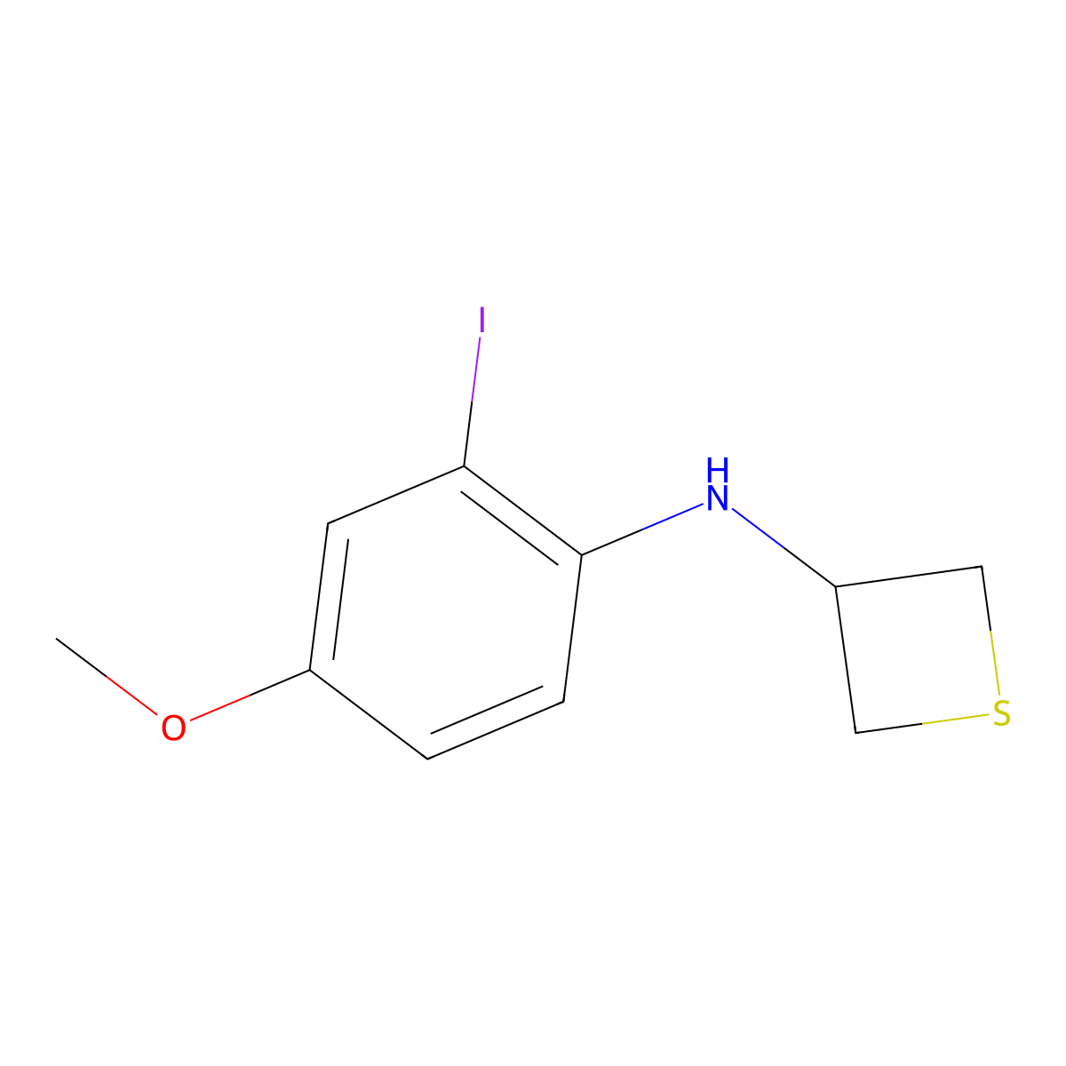 N-(2-Iodo-4-methoxyphenyl)thietan-3-amine molecular structure, CAS 1851157-03-3