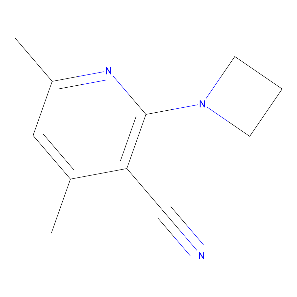 2-(Azetidin-1-yl)-4,6-dimethylpyridine-3-carbonitrile molecular structure, CAS 1851157-46-4