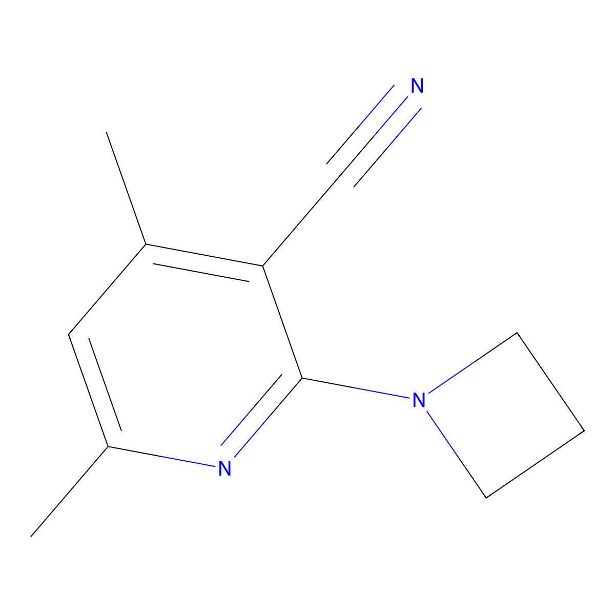 2-(Azetidin-1-yl)-4,6-dimethylpyridine-3-carbonitrile molecular structure, CAS 1851157-46-4
