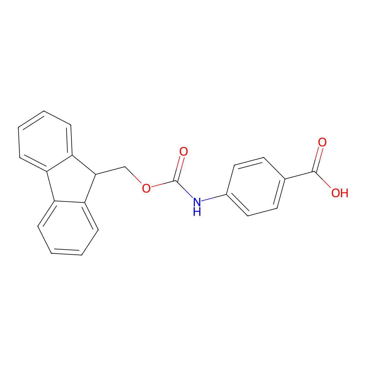 4-((((9H-fluoren-9-yl)methoxy)carbonyl)amino)benzoic acid molecular structure, CAS 185116-43-2