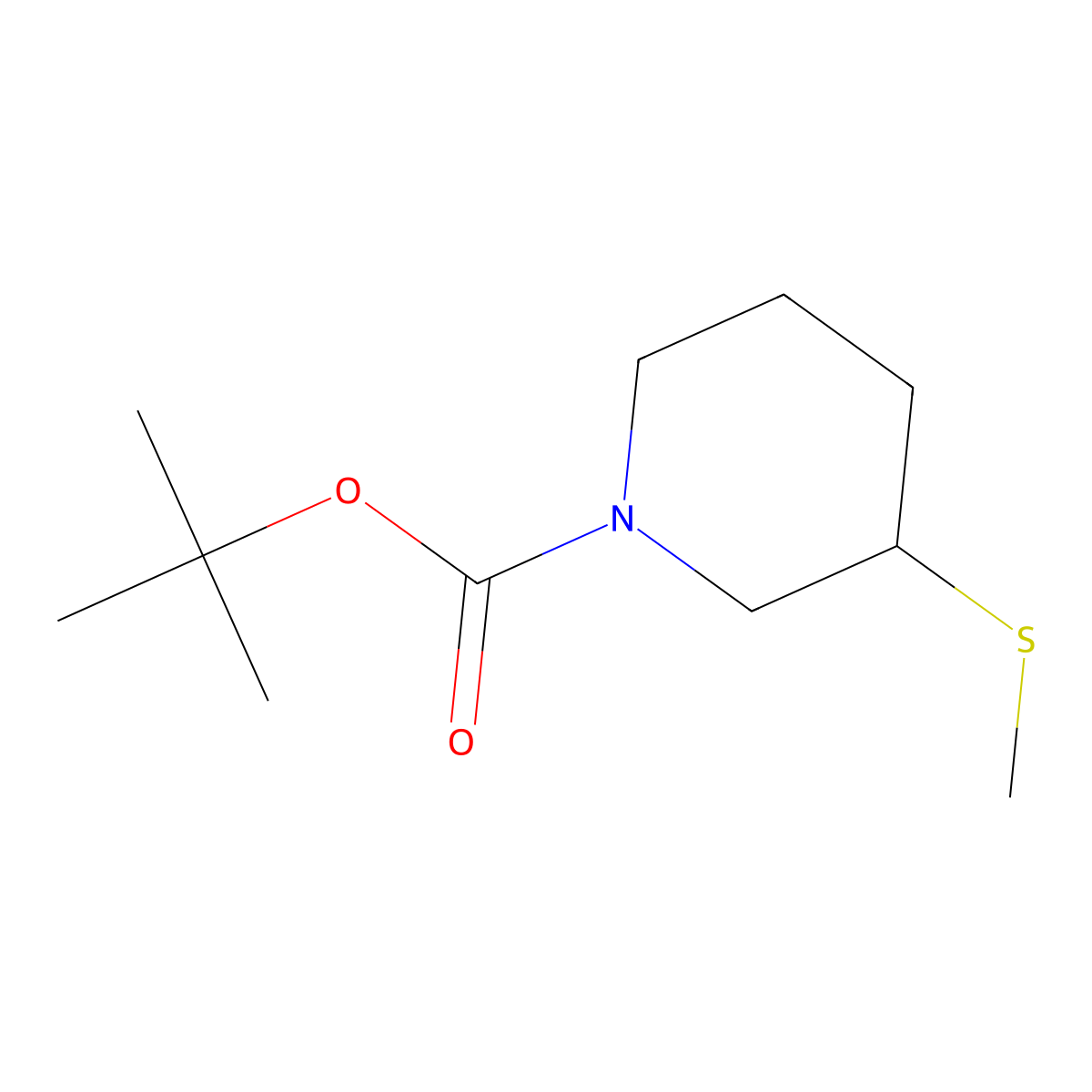 Tert-butyl 3-(methylthio)piperidine-1-carboxylate molecular structure, CAS 1851207-82-3
