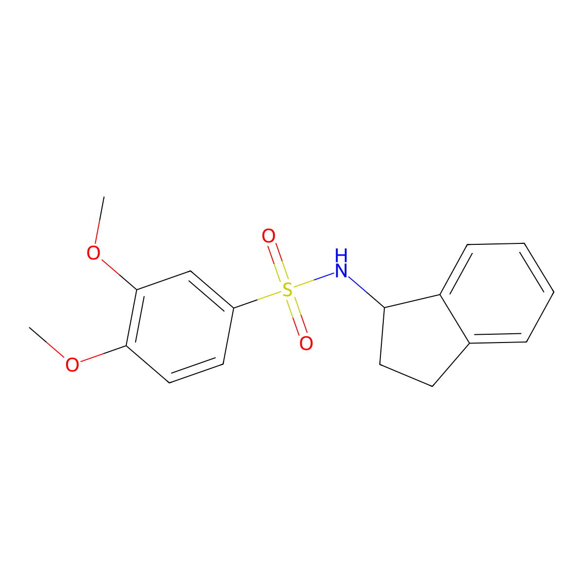 N-(2,3-dihydro-1H-inden-1-yl)-3,4-dimethoxybenzene-1-sulfonamide molecular structure, CAS 185122-33-2