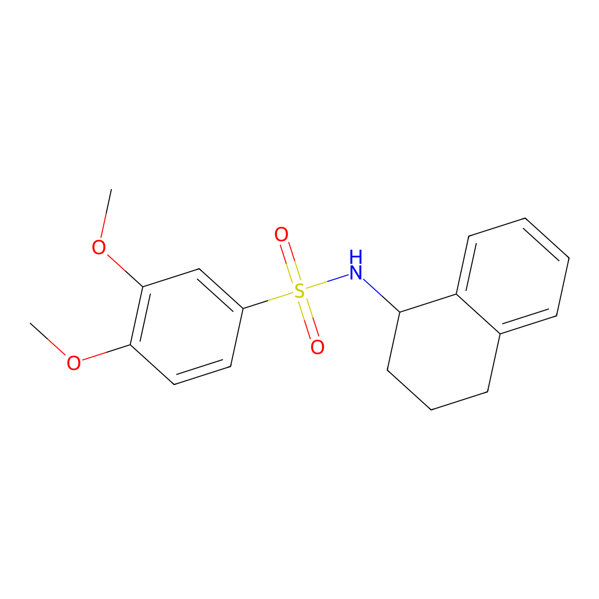3,4-dimethoxy-N-(1,2,3,4-tetrahydronaphthalen-1-yl)benzenesulfonamide molecular structure, CAS 185122-40-1