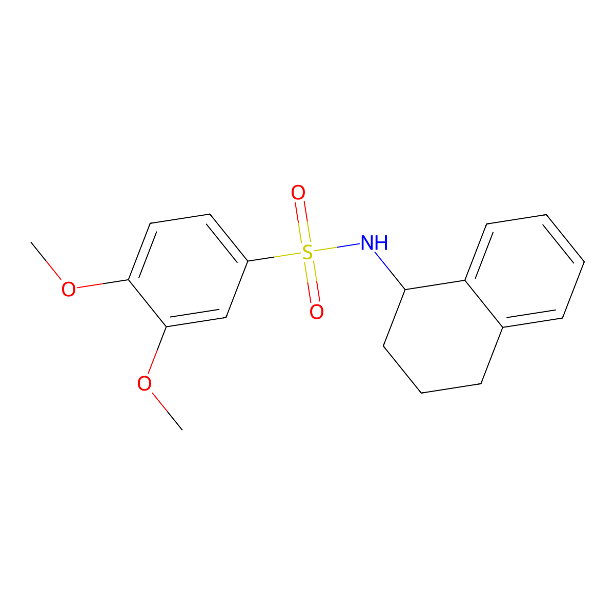 3,4-dimethoxy-N-(1,2,3,4-tetrahydronaphthalen-1-yl)benzenesulfonamide molecular structure, CAS 185122-40-1