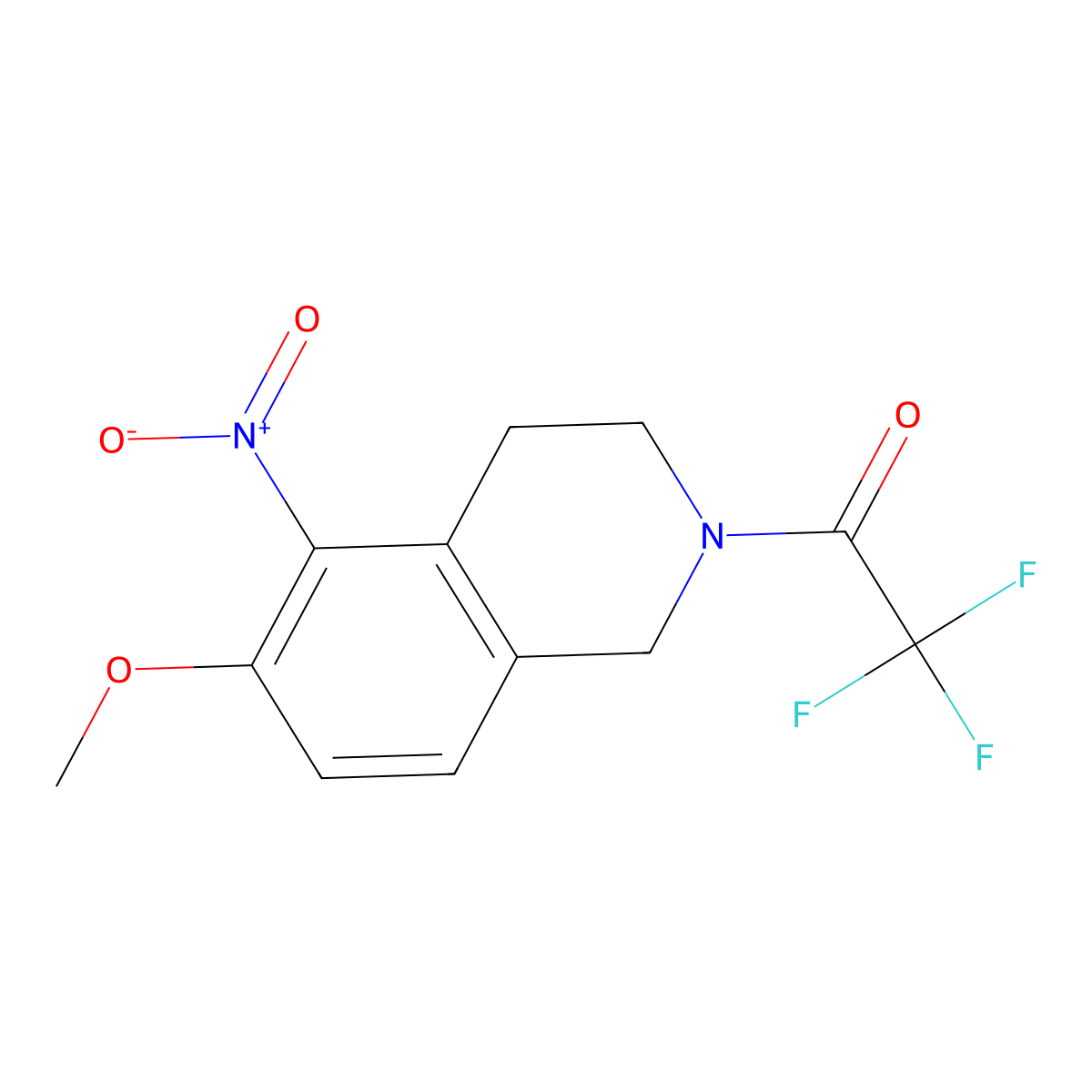 2,2,2-Trifluoro-1-(6-methoxy-5-nitro-1,2,3,4-tetrahydroisoquinolin-2-yl)ethan-1-one molecular structure, CAS 1851285-93-2