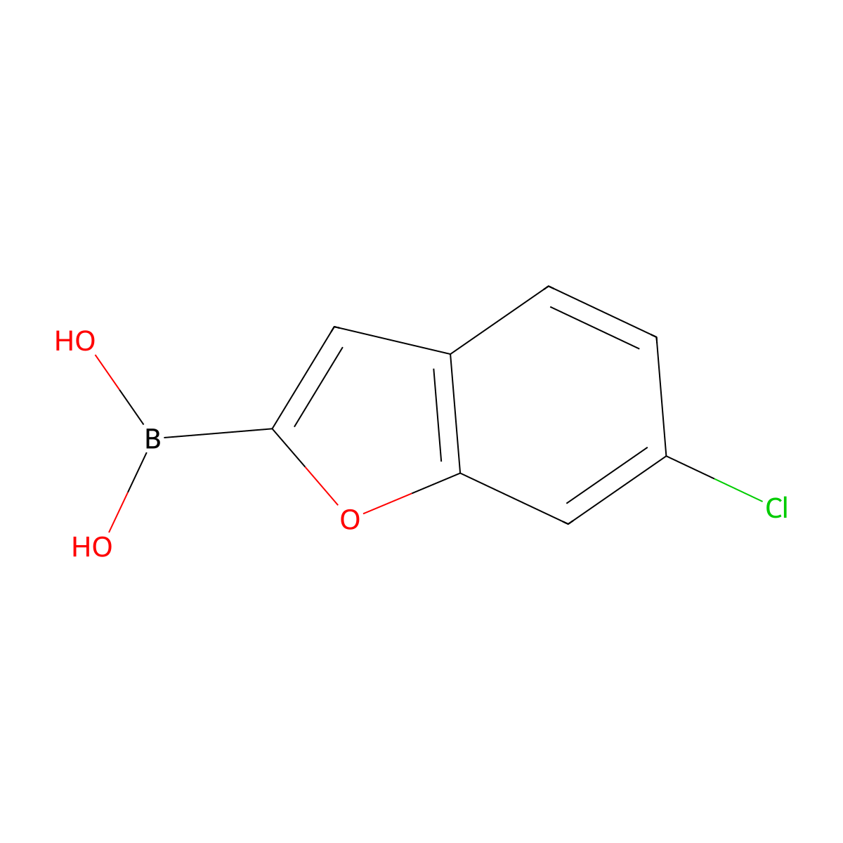 (6-Chloro-1-benzofuran-2-yl)boronic acid molecular structure, CAS 1851286-70-8