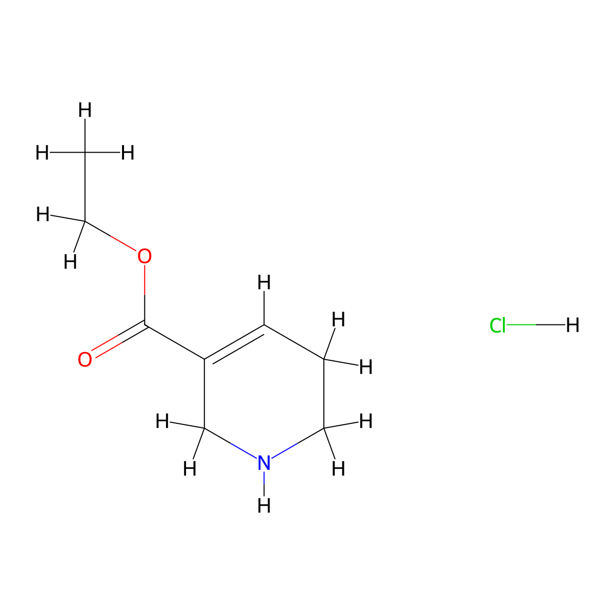 Ethyl 1,2,5,6-tetrahydropyridine-3-carboxylate hydrochloride molecular structure, CAS 18513-77-4