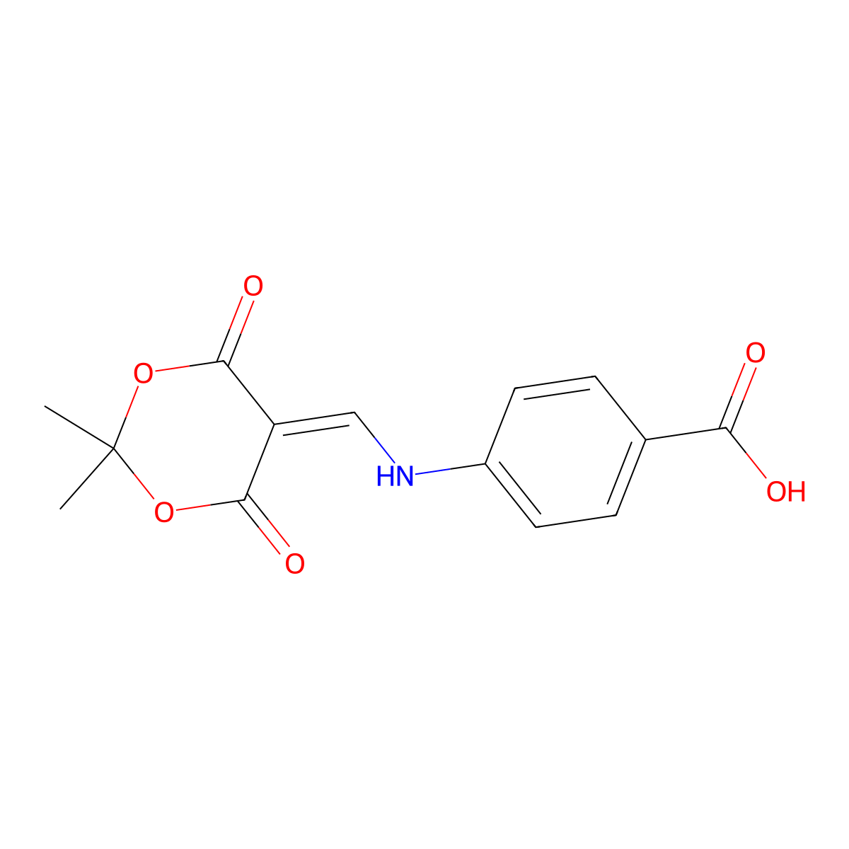 4-{[(2,2-Dimethyl-4,6-dioxo-1,3-dioxan-5-ylidene)methyl]amino}benzoic acid molecular structure, CAS 185130-11-4