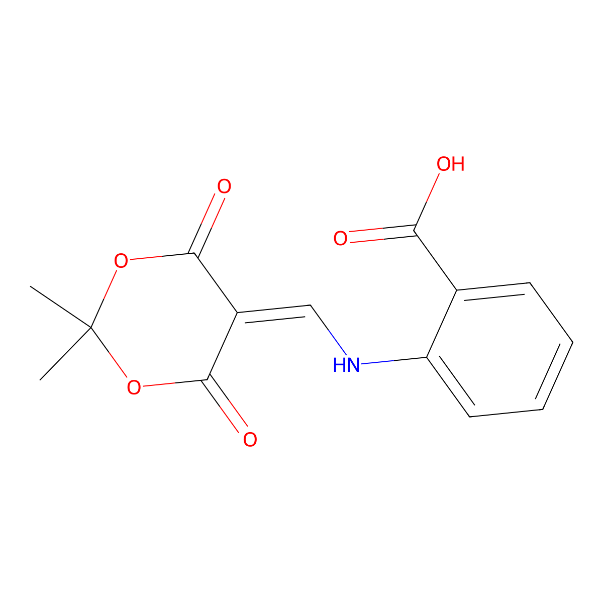 2-{[(2,2-Dimethyl-4,6-dioxo-1,3-dioxan-5-ylidene)methyl]amino}benzoic acid molecular structure, CAS 185130-12-5
