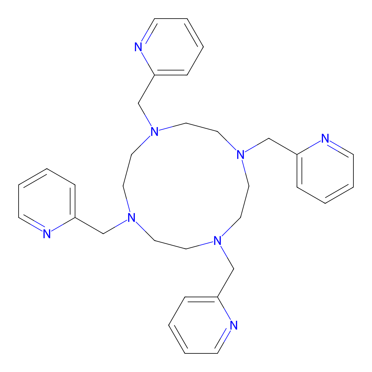 1,4,7,10-Tetrakis(pyridin-2-ylmethyl)-1,4,7,10-tetraazacyclododecane molecular structure, CAS 185130-32-9