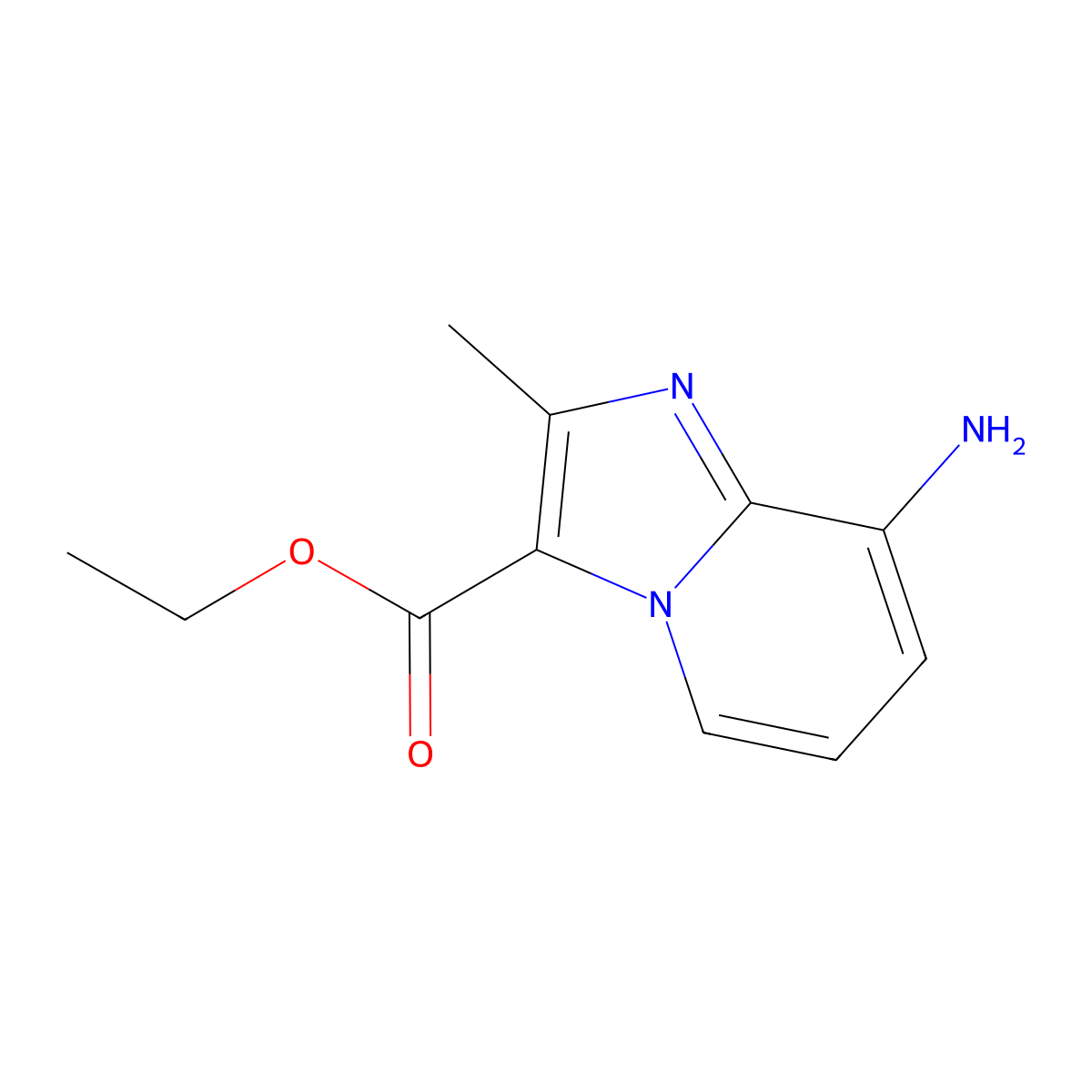 Ethyl 8-amino-2-methylimidazo[1,2-a]pyridine-3-carboxylate molecular structure, CAS 185133-90-8