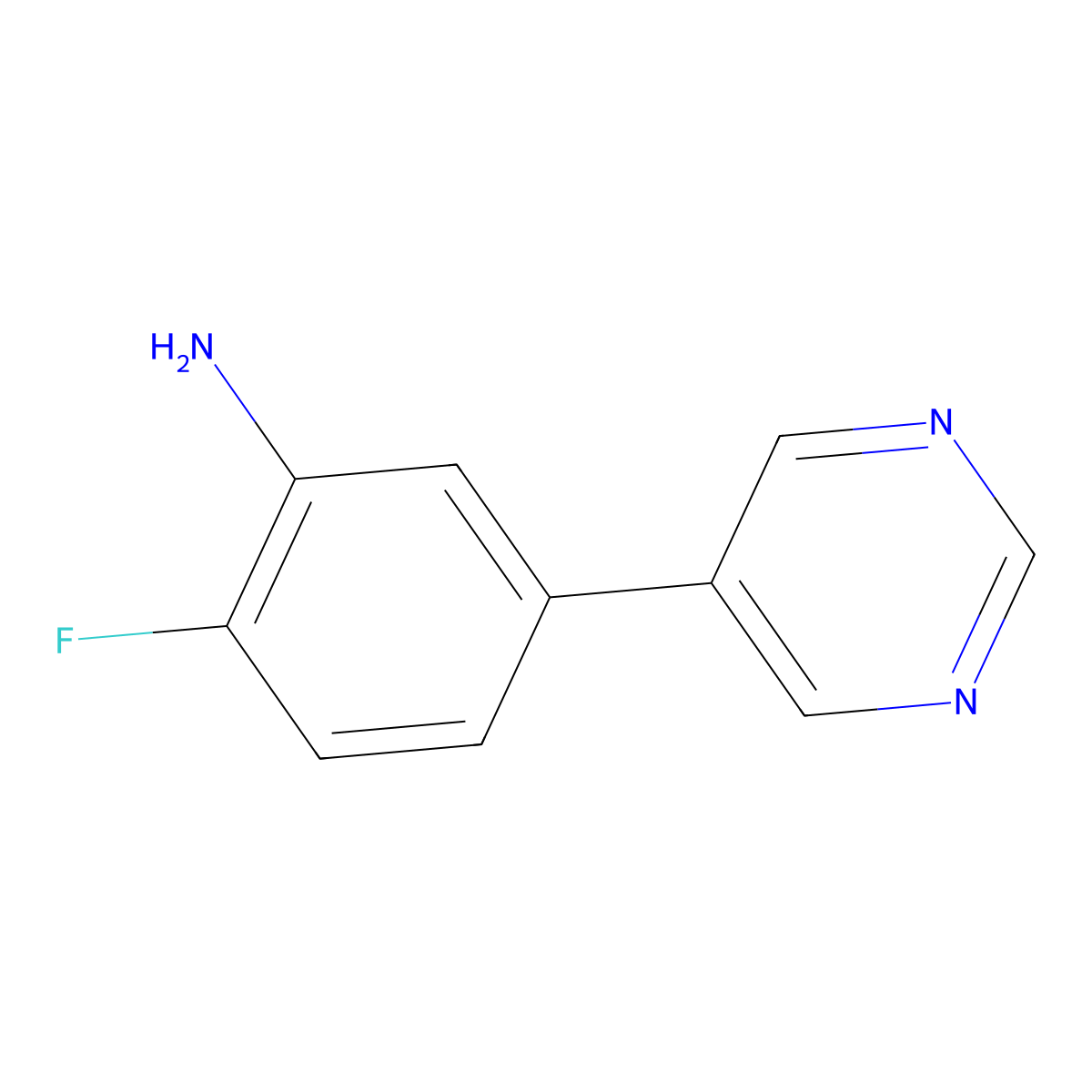 2-Fluoro-5-(pyrimidin-5-yl)aniline molecular structure, CAS 1851335-83-5