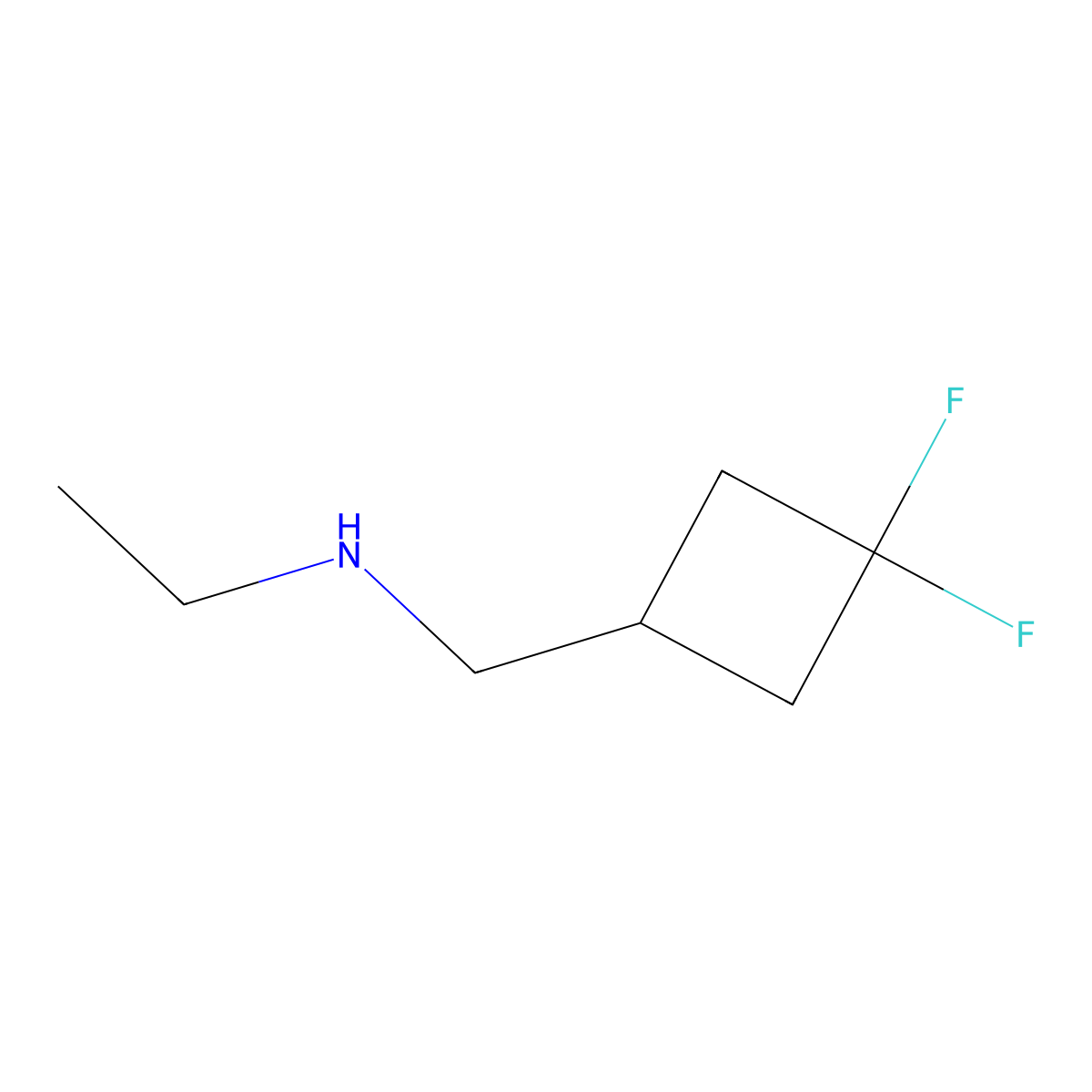 N-((3,3-difluorocyclobutyl)methyl)ethanamine molecular structure, CAS 1851432-19-3