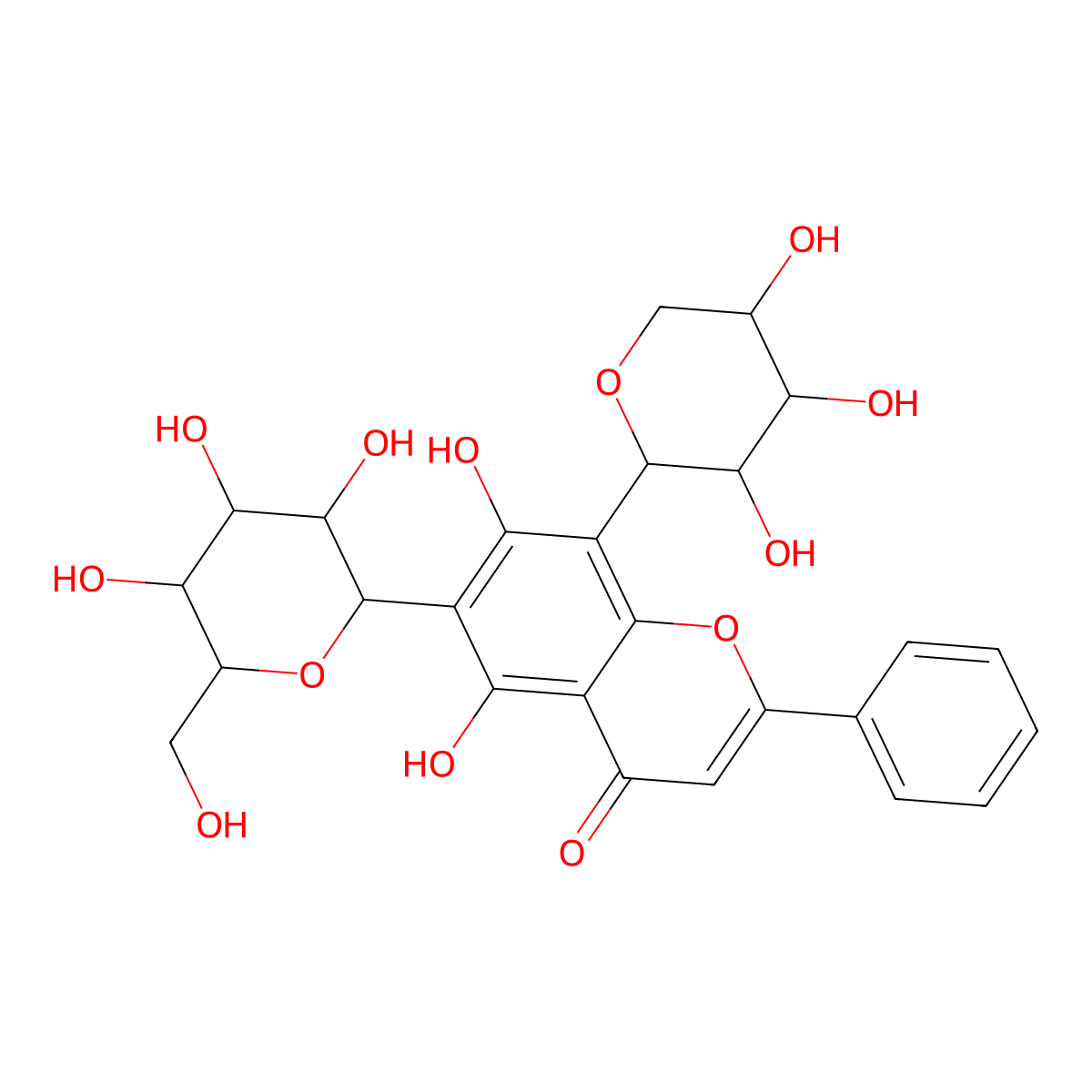 Chrysin 6-C-glucoside 8-C-arabinoside molecular structure, CAS 185145-34-0