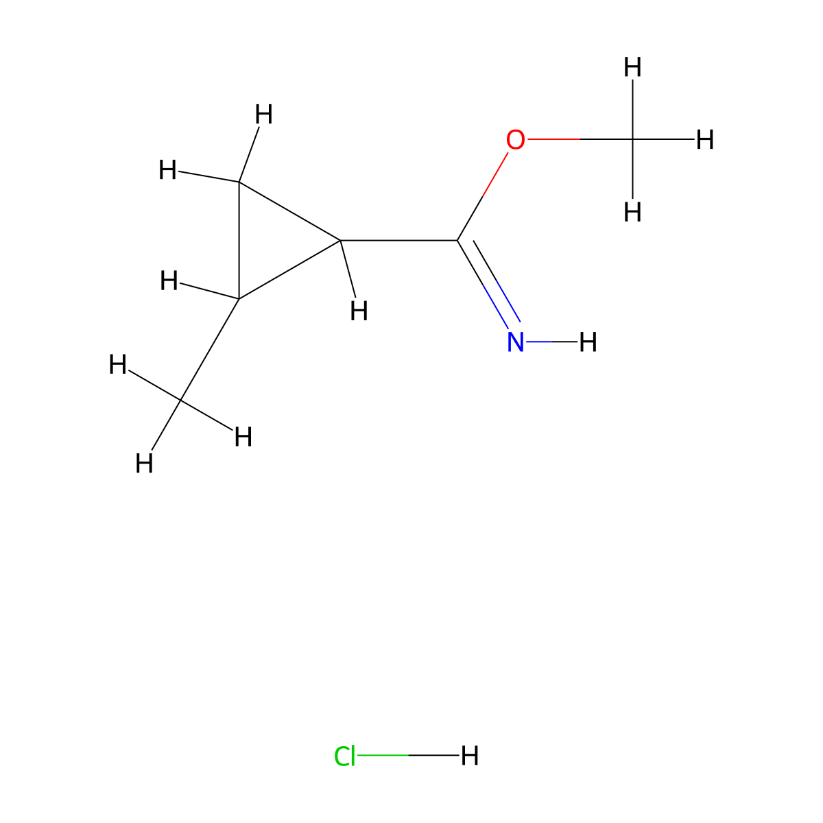 Methyl 2-methylcyclopropane-1-carboximidate hydrochloride molecular structure, CAS 185146-24-1