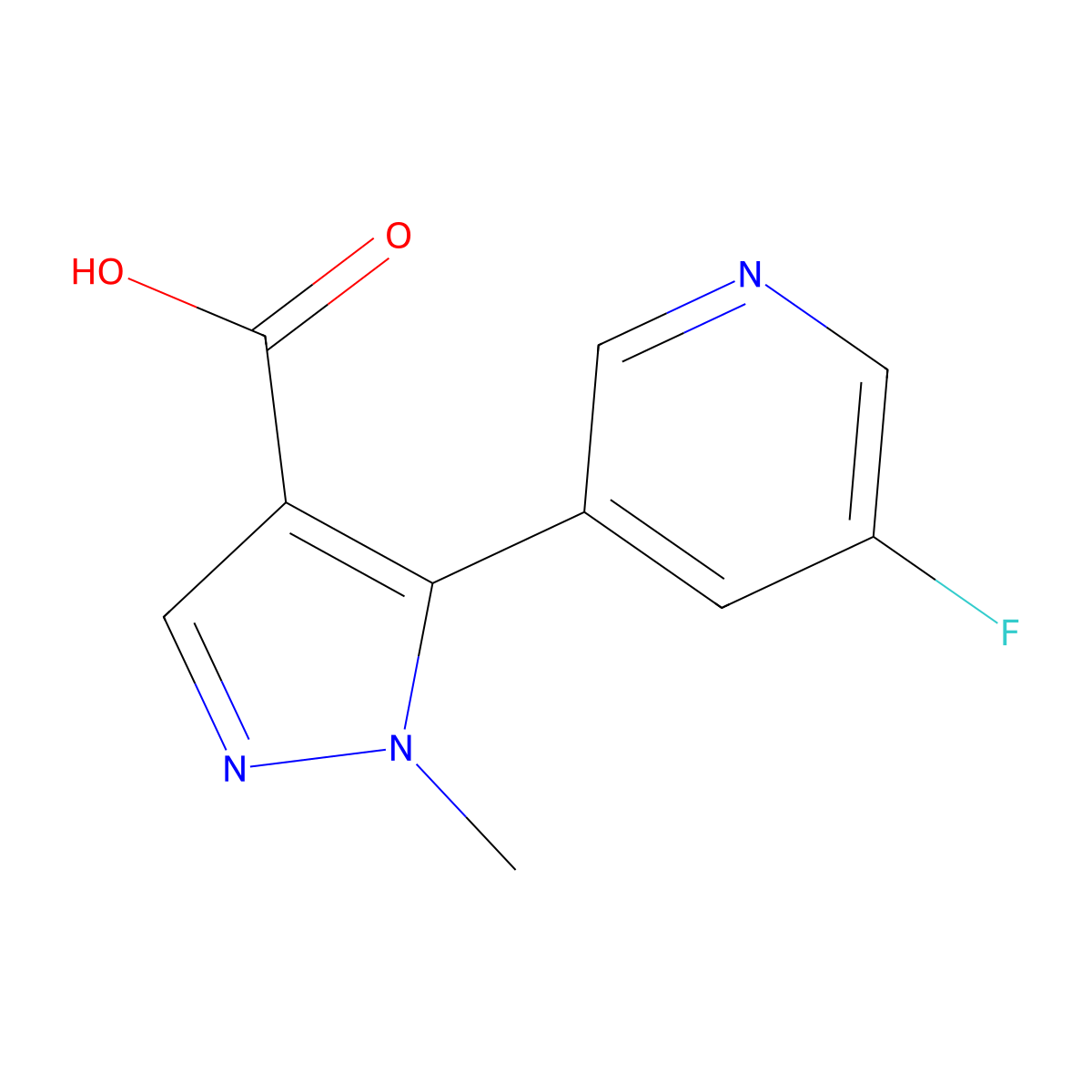 5-(5-fluoropyridin-3-yl)-1-methyl-1H-pyrazole-4-carboxylic acid molecular structure, CAS 1851471-02-7