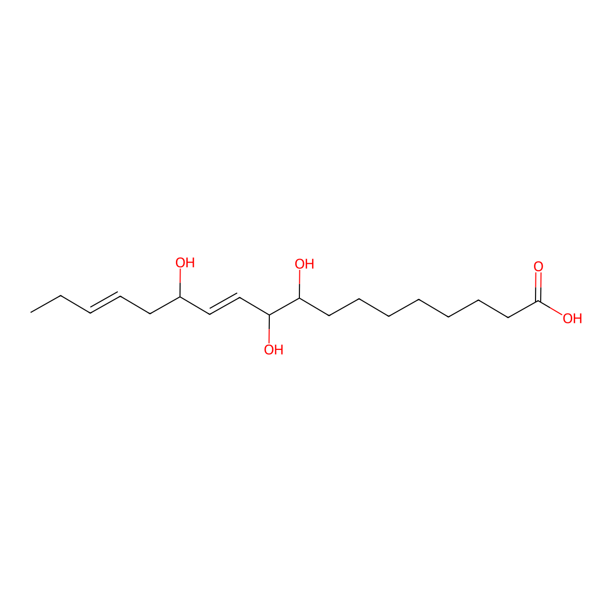 (11E,15Z)-9,10,13-Trihydroxy-11,15-octadecadienoic acid molecular structure, CAS 185148-53-2