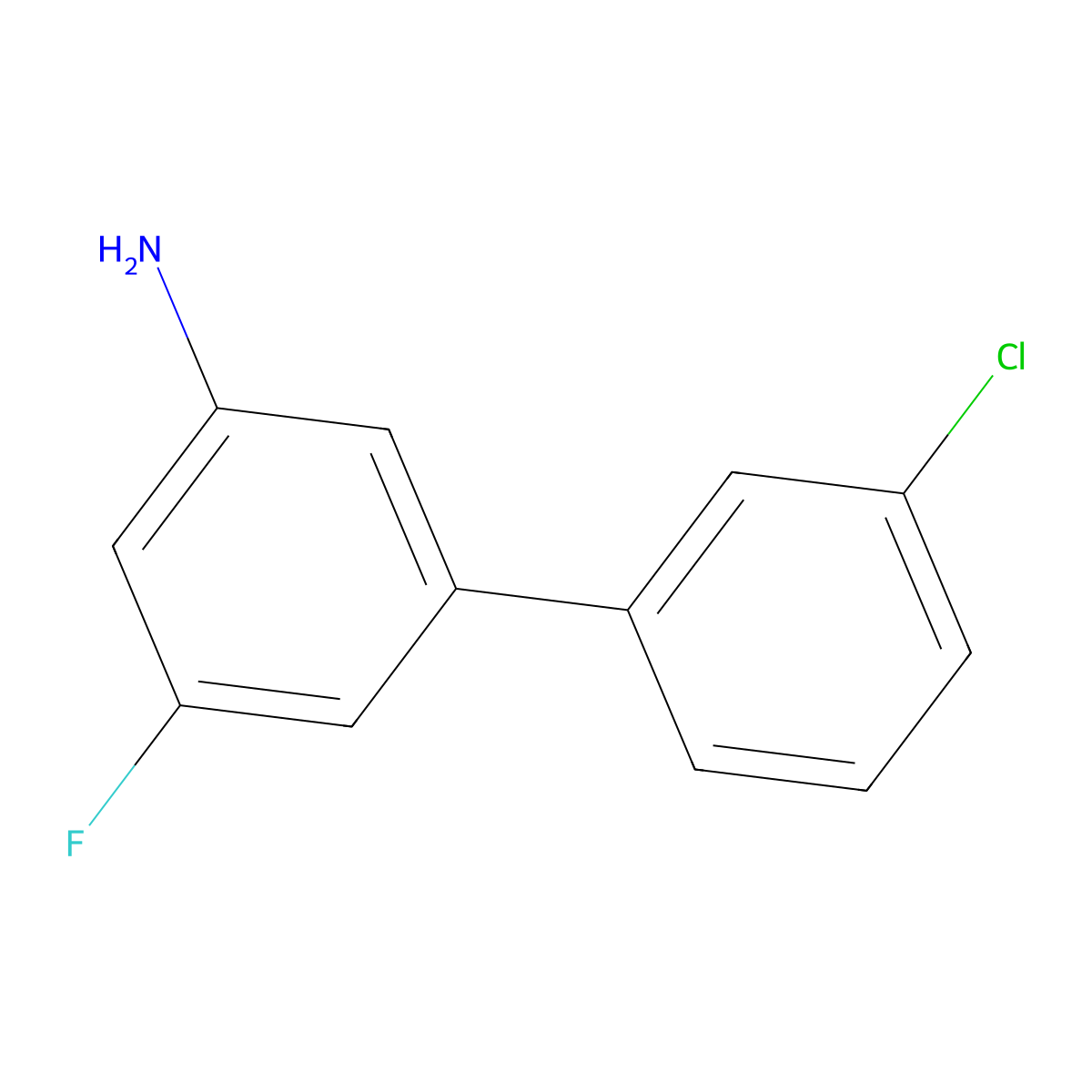 3'-Chloro-5-fluoro[1,1'-biphenyl]-3-amine molecular structure, CAS 1851490-07-7