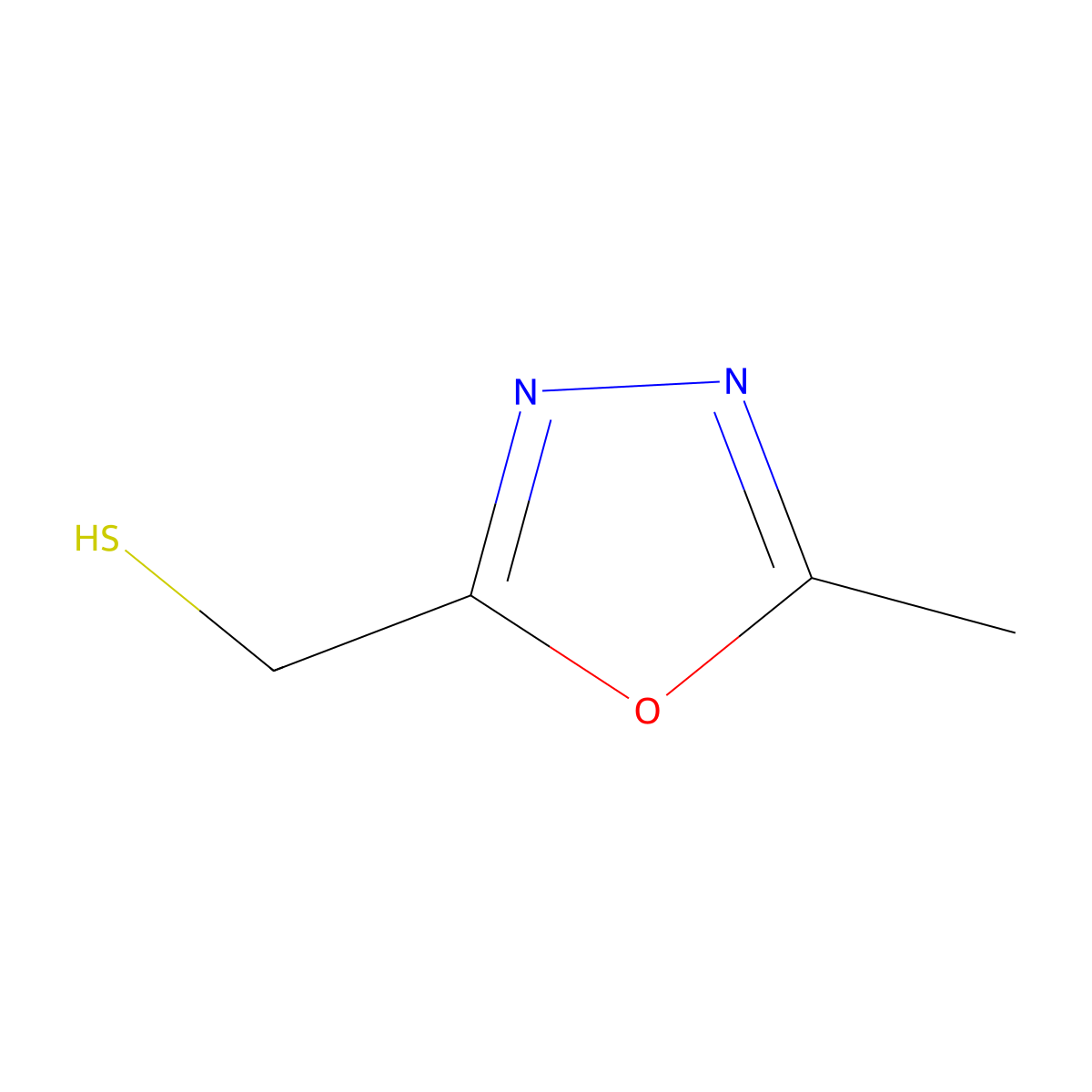 (5-Methyl-1,3,4-oxadiazol-2-yl)methanethiol molecular structure, CAS 1851546-12-7