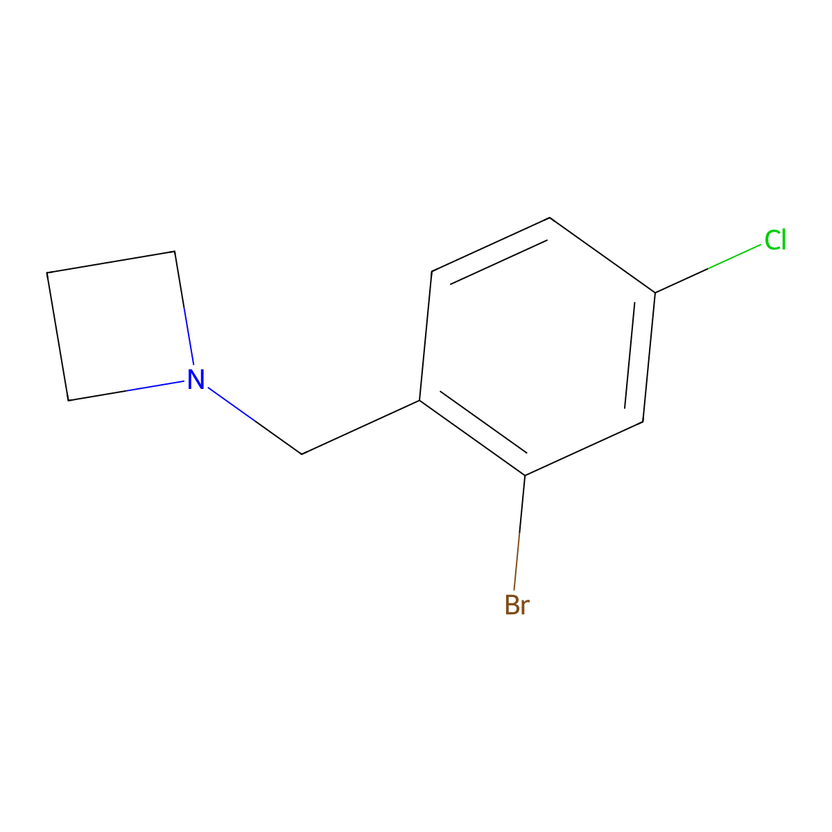 1-[(2-Bromo-4-chlorophenyl)methyl]azetidine molecular structure, CAS 1851585-70-0