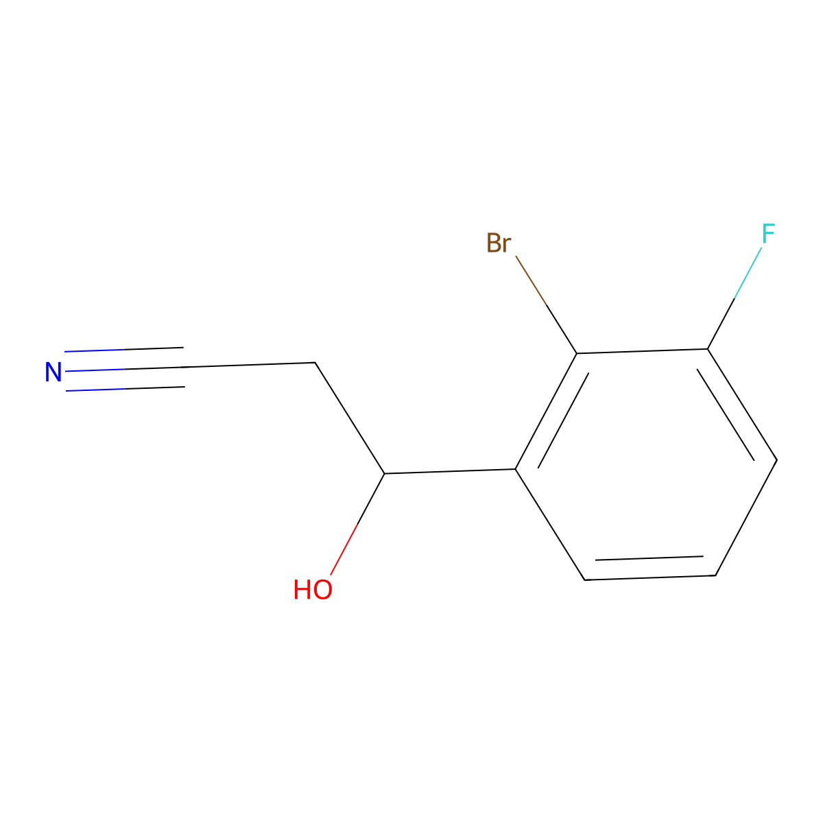 3-(2-Bromo-3-fluorophenyl)-3-hydroxypropanenitrile molecular structure, CAS 1851602-42-0