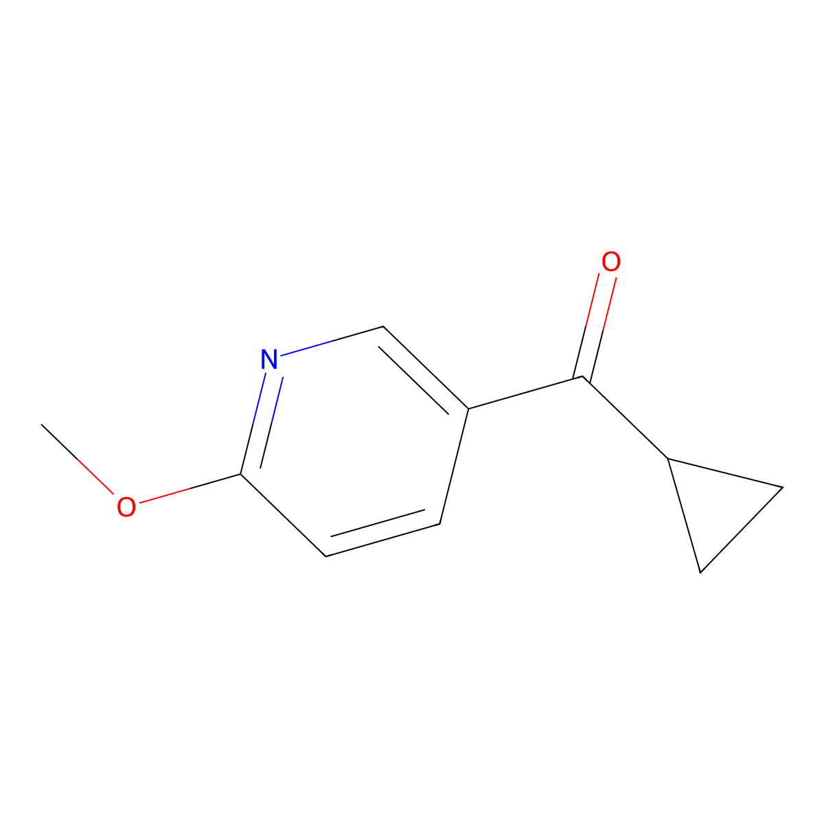 Cyclopropyl(6-methoxy-3-pyridinyl)methanone molecular structure, CAS 1851604-19-7