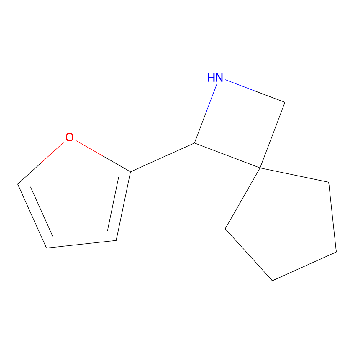 1-(Furan-2-yl)-2-azaspiro[3.4]octane molecular structure, CAS 1851646-05-3