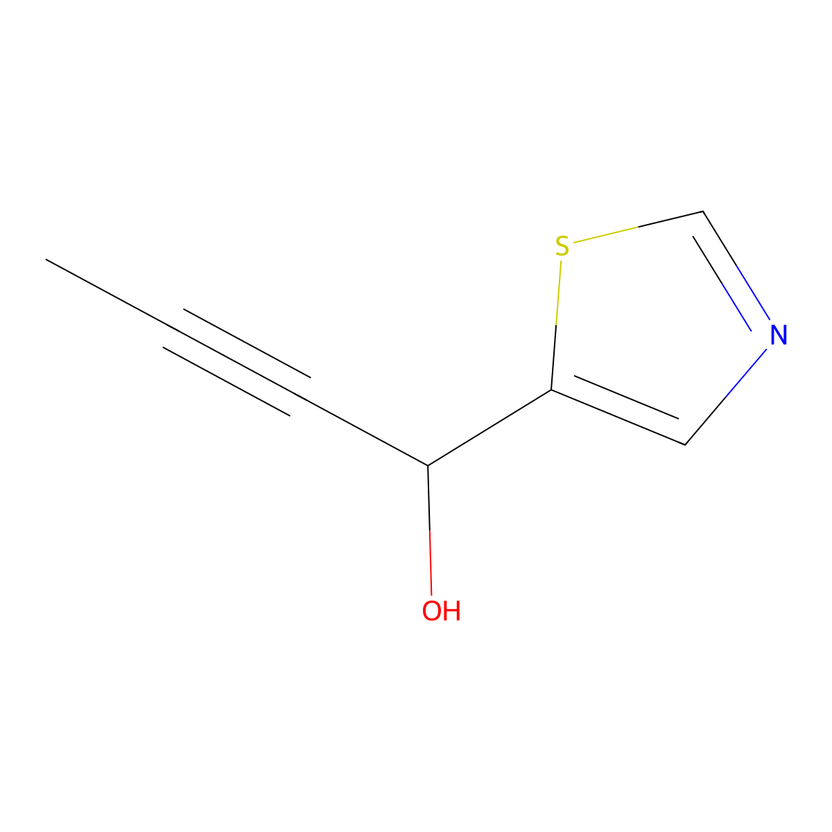 1-(1,3-Thiazol-5-yl)but-2-yn-1-ol molecular structure, CAS 1851672-90-6