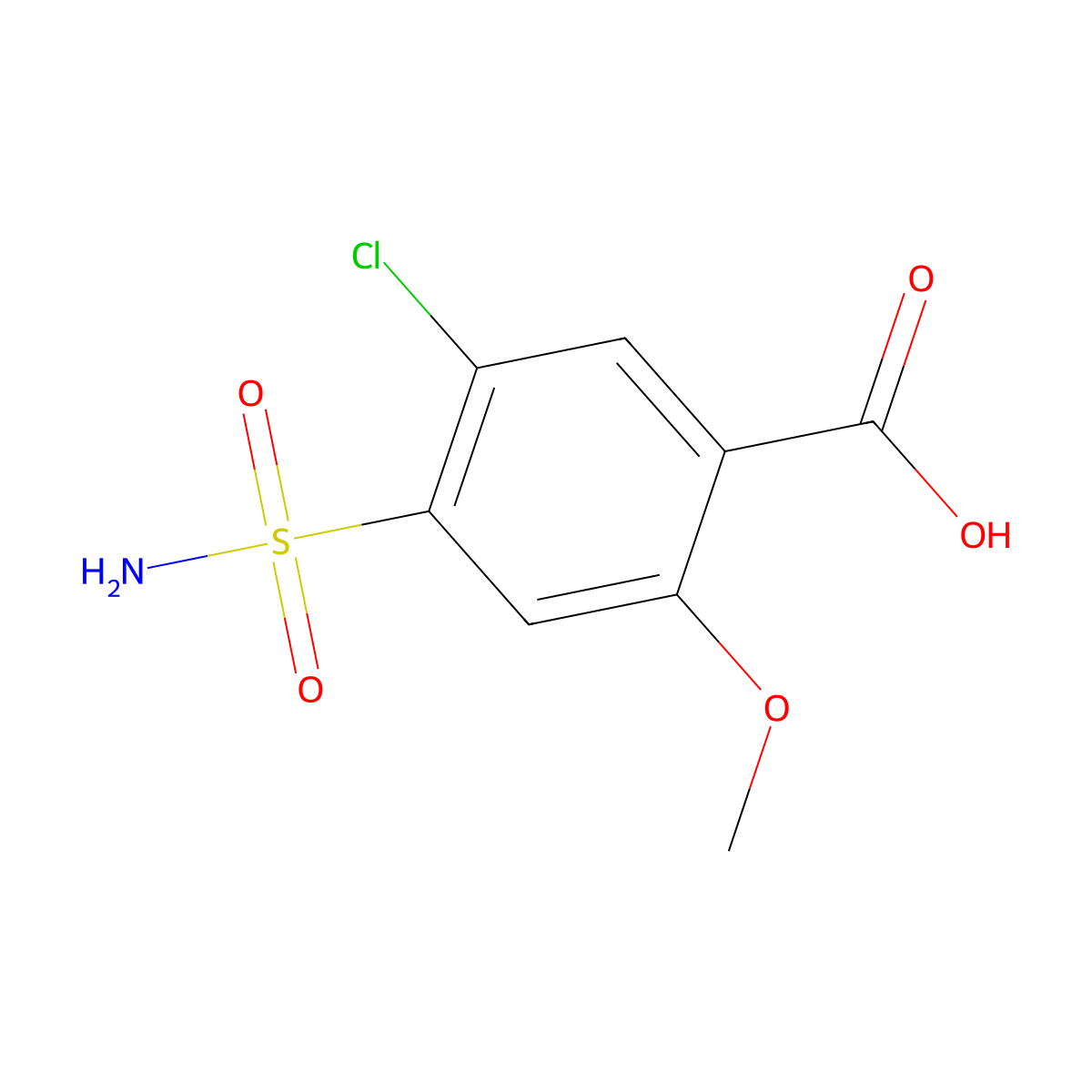 5-Chloro-2-methoxy-4-sulfamoylbenzoic acid molecular structure, CAS 1851712-52-1