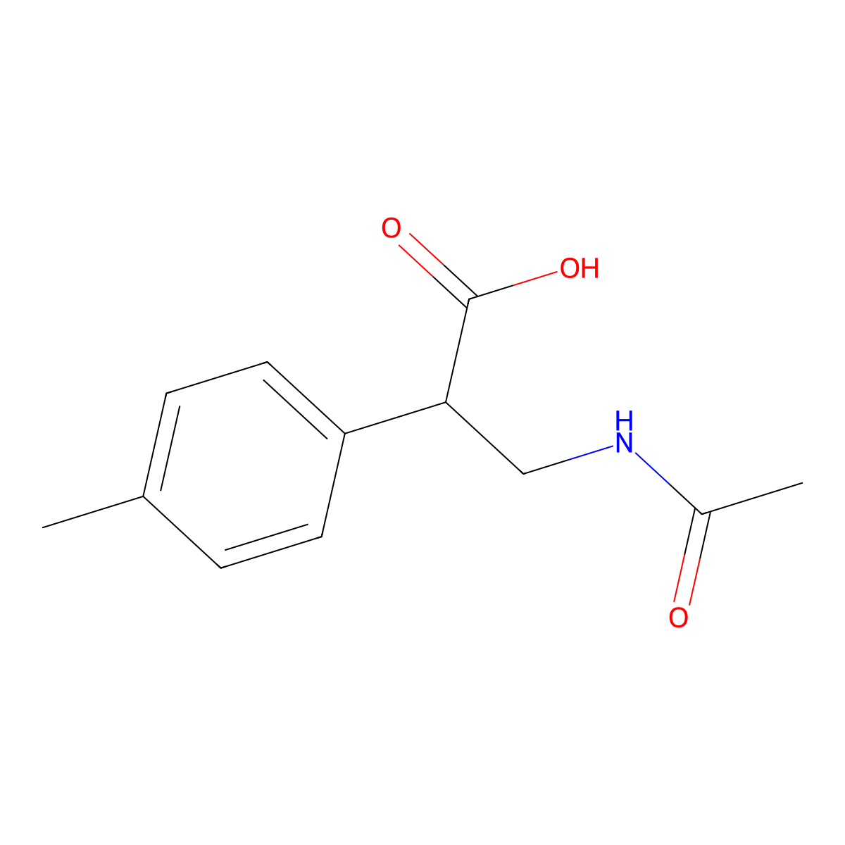 3-Acetamido-2-(4-methylphenyl)propanoic acid molecular structure, CAS 1851715-86-0