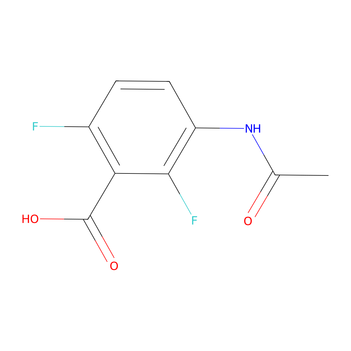 3-Acetamido-2,6-difluorobenzoic acid molecular structure, CAS 1851734-68-3