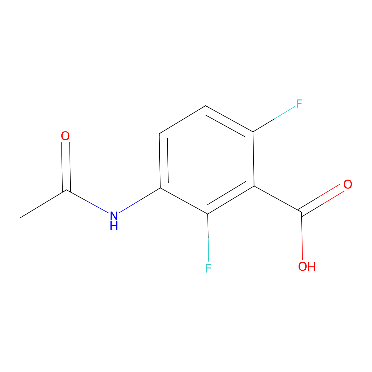 3-Acetamido-2,6-difluorobenzoic acid molecular structure, CAS 1851734-68-3