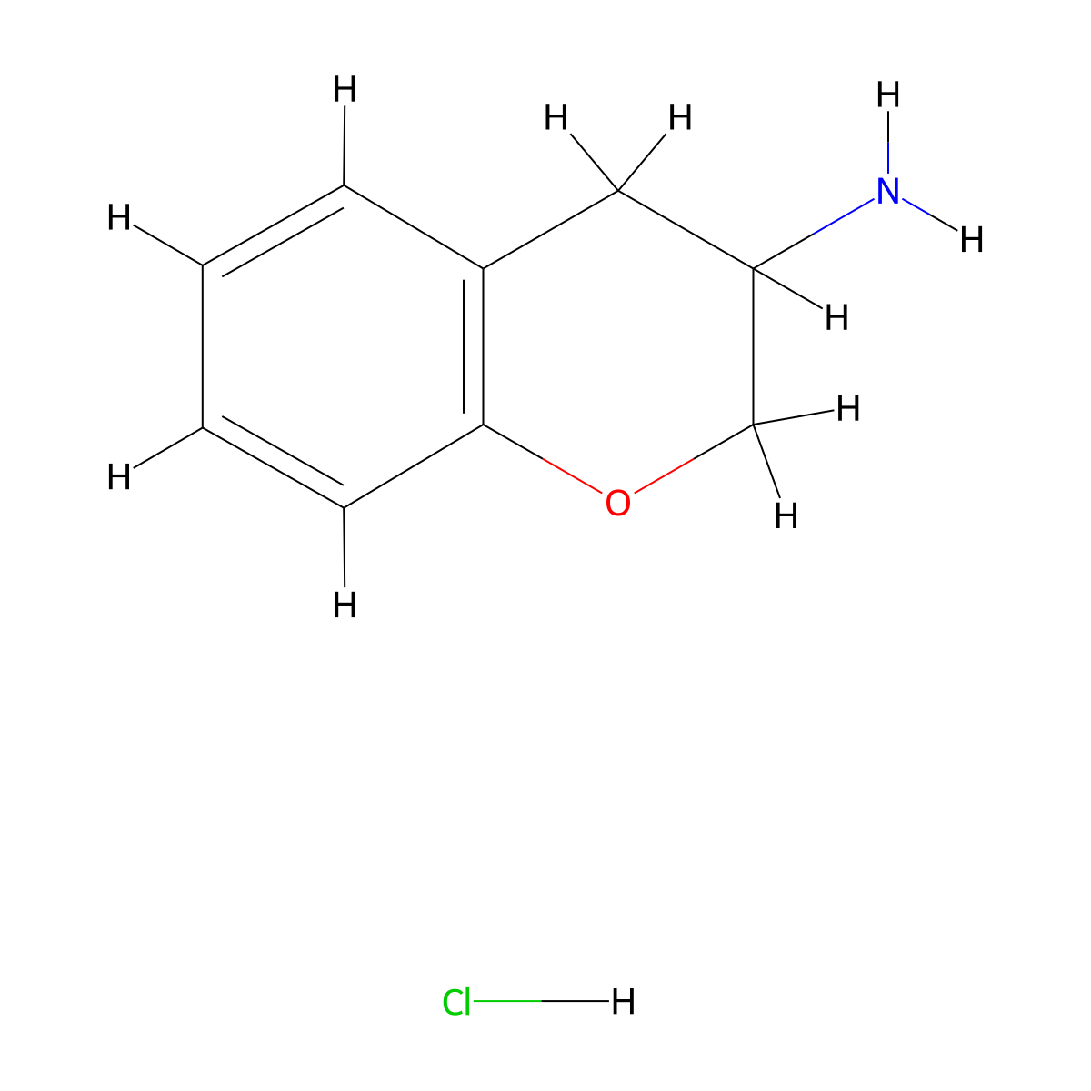 3,4-dihydro-2H-1-benzopyran-3-amine hydrochloride molecular structure, CAS 18518-71-3