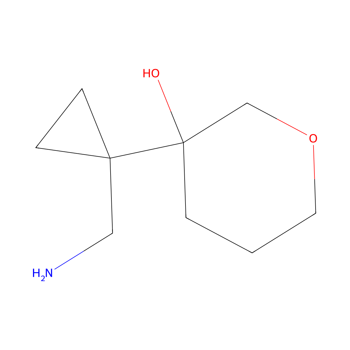 3-[1-(Aminomethyl)cyclopropyl]oxan-3-ol molecular structure, CAS 1851804-54-0