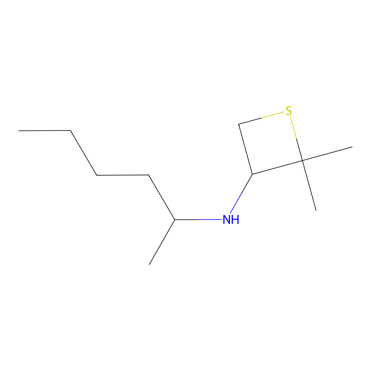 N-(Hexan-2-yl)-2,2-dimethylthietan-3-amine molecular structure, CAS 1851812-75-3